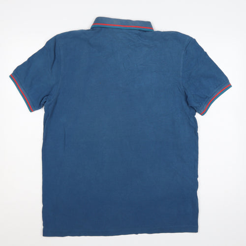 Fred Perry Men's Blue XL Twin Tipped Cotton Short Sleeve Polo Shirt