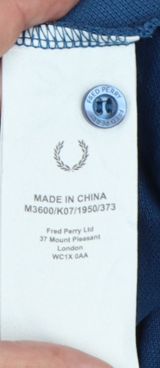 Fred Perry Men's Blue XL Twin Tipped Cotton Short Sleeve Polo Shirt