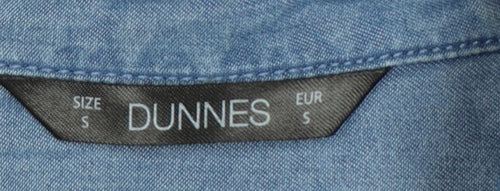Dunnes Women Blue S Lyocell Chambray Button-Up Shirt Long Sleeve