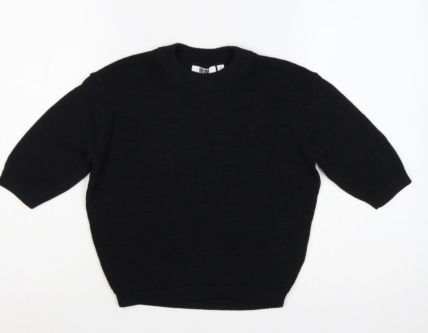 Uniqlo U Women’s Black XS Short Sleeve Crew Neck Knit Pullover Jumper