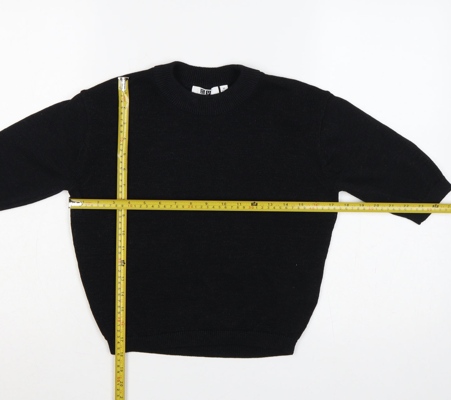 Uniqlo U Women’s Black XS Short Sleeve Crew Neck Knit Pullover Jumper