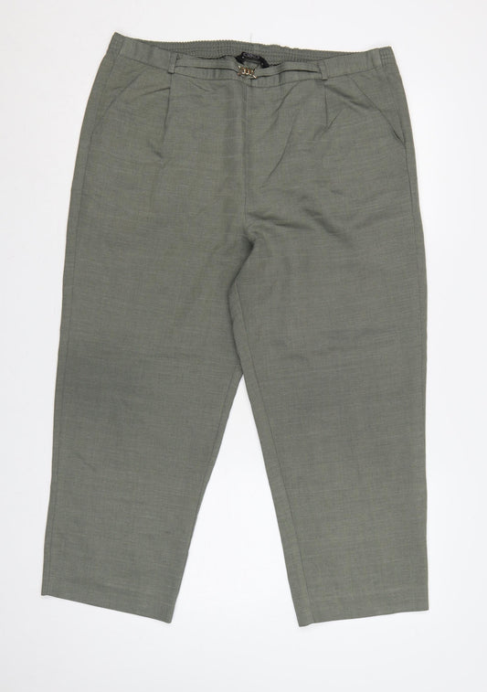 Bm Women Grey Size 16 Straight Leg Elastic Waist Smart Trousers