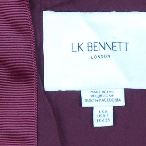 LK Bennett Women Burgundy UK 8 Pencil Dress Belted Square Neck