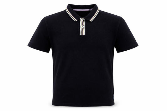 Ted Baker Men’s Black M Cotton Polo Shirt Striped Trim Short Sleeve