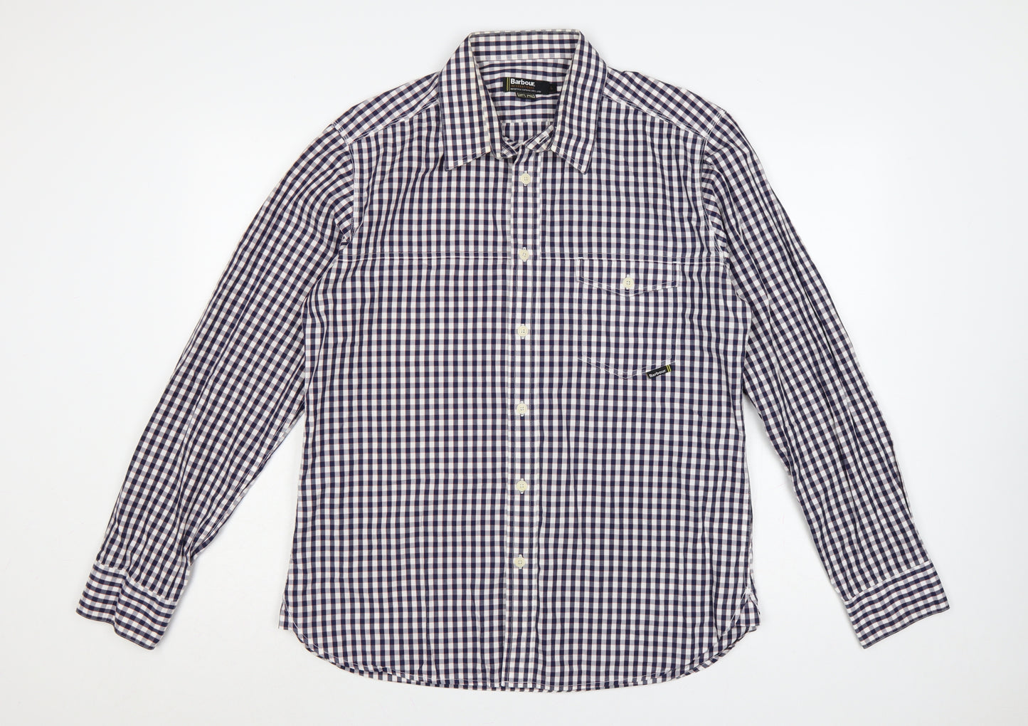 Barbour Men’s Blue Check Cotton Long Sleeve Button-Up Shirt Size L