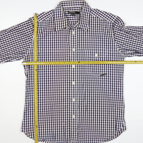Barbour Men’s Blue Check Cotton Long Sleeve Button-Up Shirt Size L