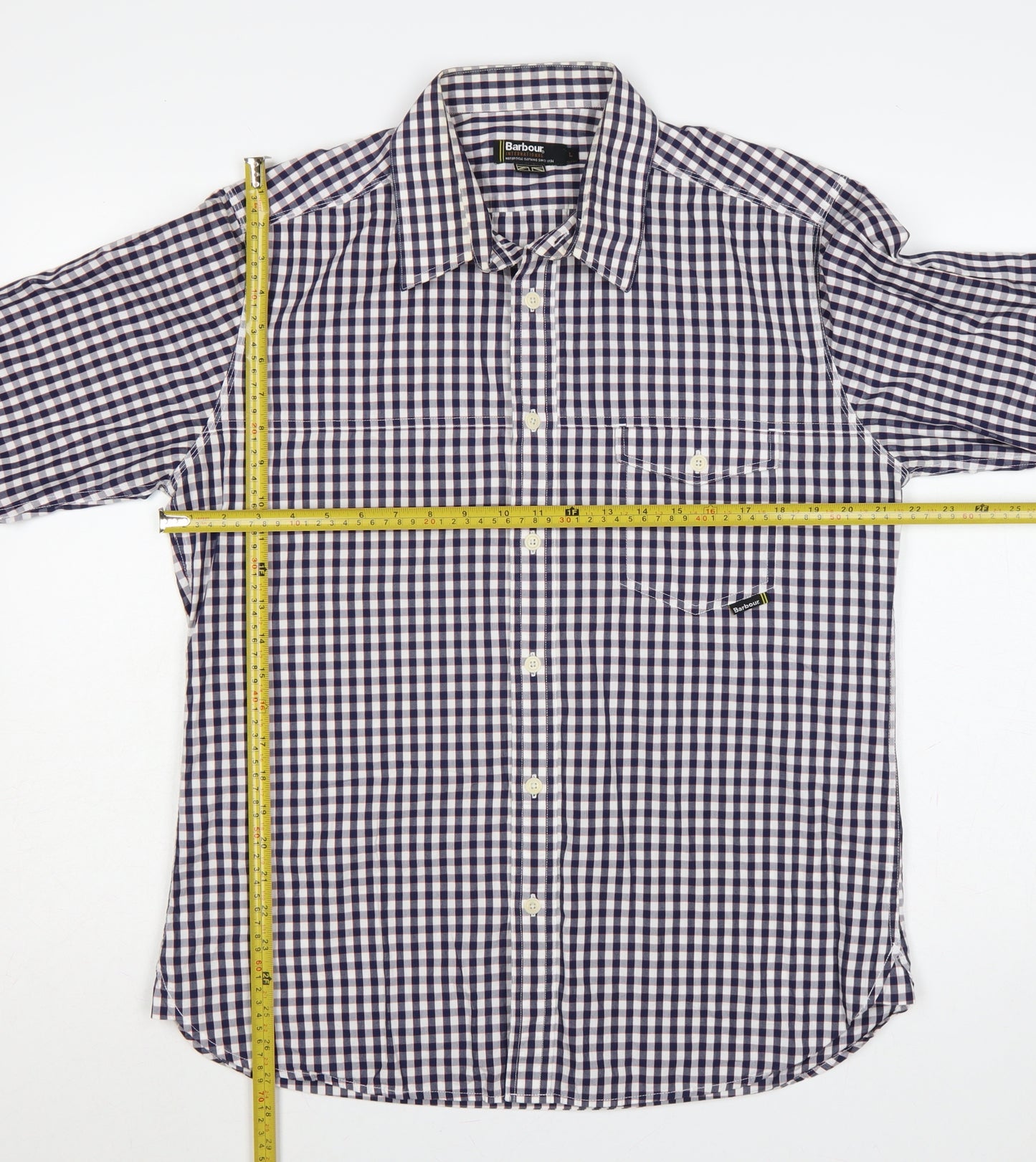 Barbour Men’s Blue Check Cotton Long Sleeve Button-Up Shirt Size L