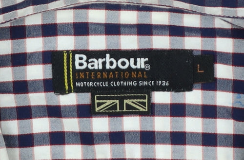 Barbour Men’s Blue Check Cotton Long Sleeve Button-Up Shirt Size L