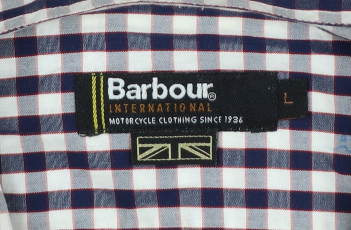 Barbour Men’s Blue Check Cotton Long Sleeve Button-Up Shirt Size L