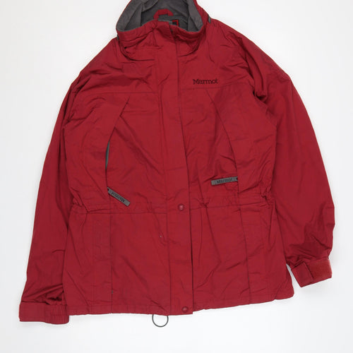 Marmot Women Red L Ski Jacket Hooded Full Zip Nylon