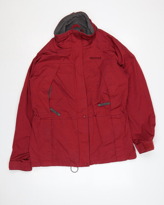 Marmot Women Red L Ski Jacket Hooded Full Zip Nylon