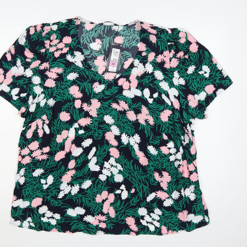 Marks & Spencer Women Multicoloured Floral V-Neck Blouse Size 22