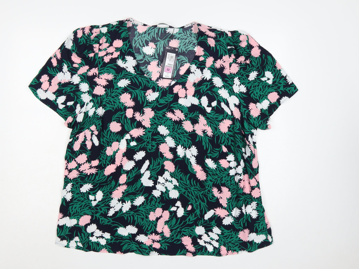 Marks & Spencer Women Multicoloured Floral V-Neck Blouse Size 22