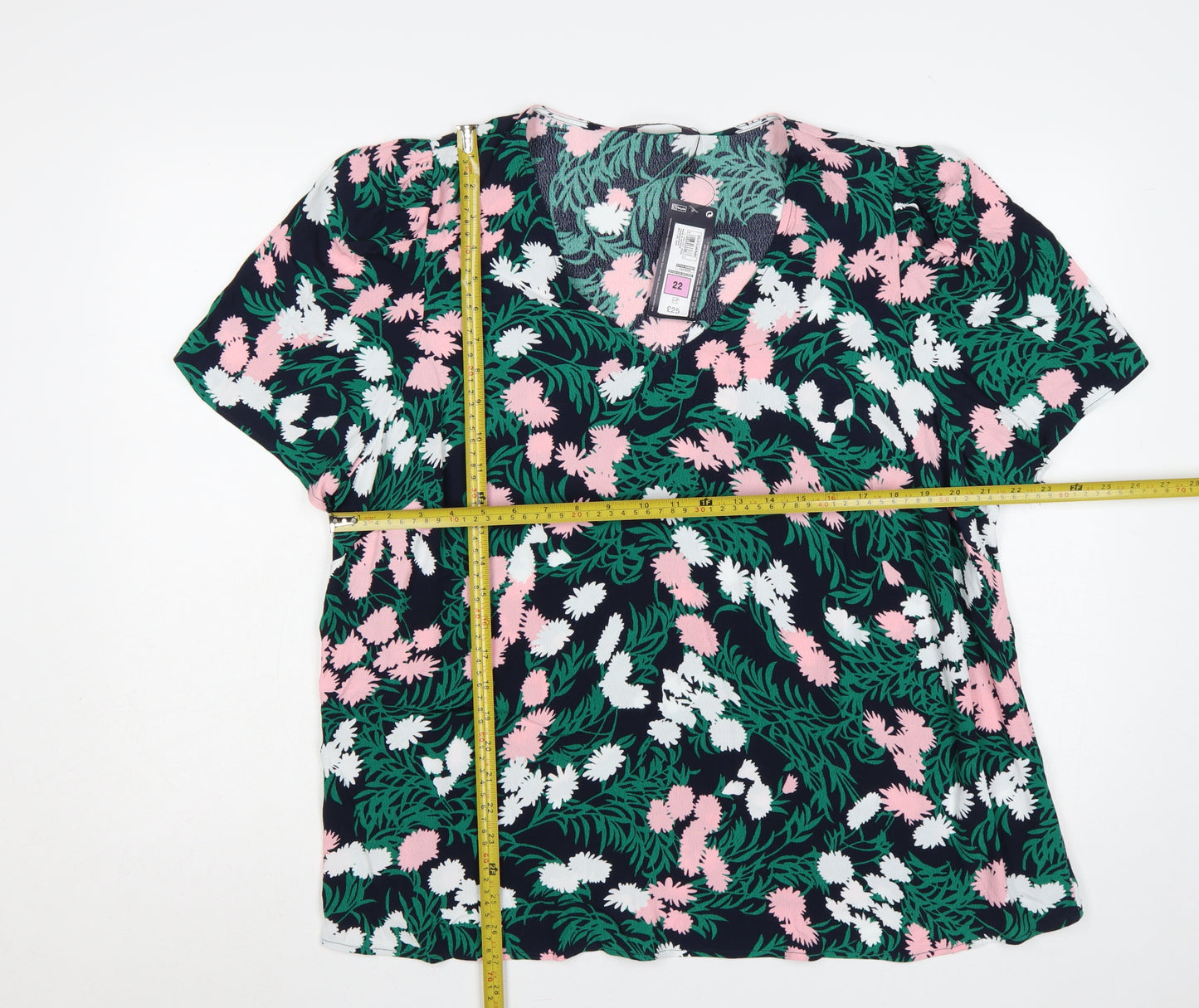Marks & Spencer Women Multicoloured Floral V-Neck Blouse Size 22