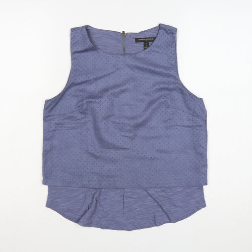 Banana Republic Women Blue S Petite Sleeveless Layered Zip Blouse