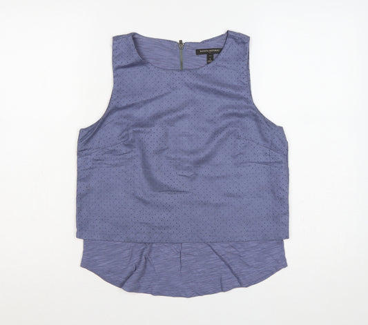 Banana Republic Women Blue S Petite Sleeveless Layered Zip Blouse