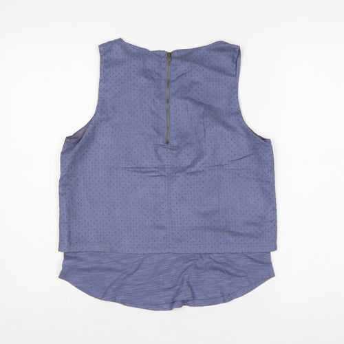 Banana Republic Women Blue S Petite Sleeveless Layered Zip Blouse
