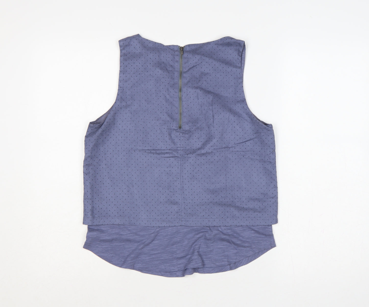 Banana Republic Women Blue S Petite Sleeveless Layered Zip Blouse