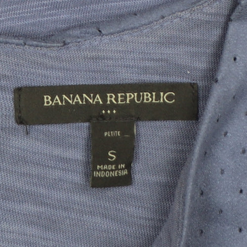 Banana Republic Women Blue S Petite Sleeveless Layered Zip Blouse