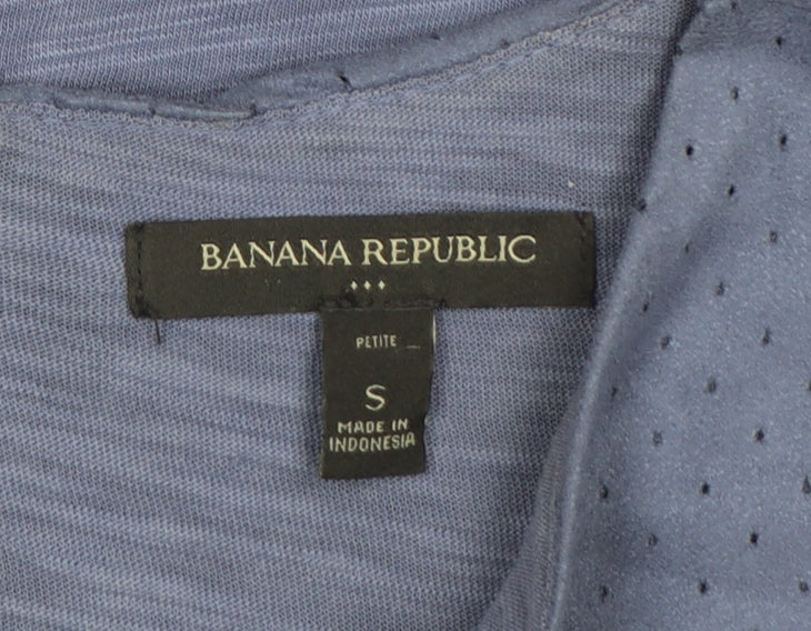 Banana Republic Women Blue S Petite Sleeveless Layered Zip Blouse