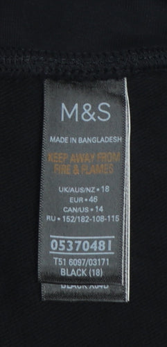 Marks and Spencer Women’s Black UK 18 Cropped Wide-Leg Trousers