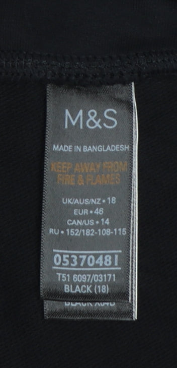 Marks and Spencer Women’s Black UK 18 Cropped Wide-Leg Trousers