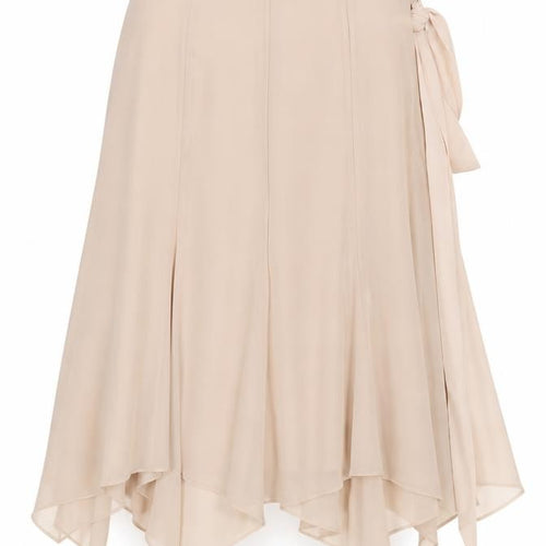 Jacques Vert Women Beige UK 12 Long Asymmetric Layered Chiffon Skirt