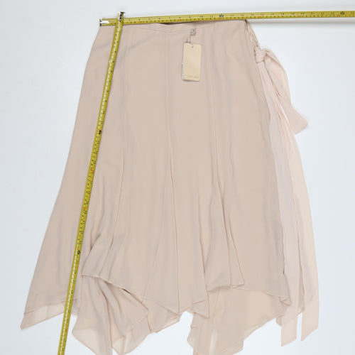 Jacques Vert Women Beige UK 12 Long Asymmetric Layered Chiffon Skirt