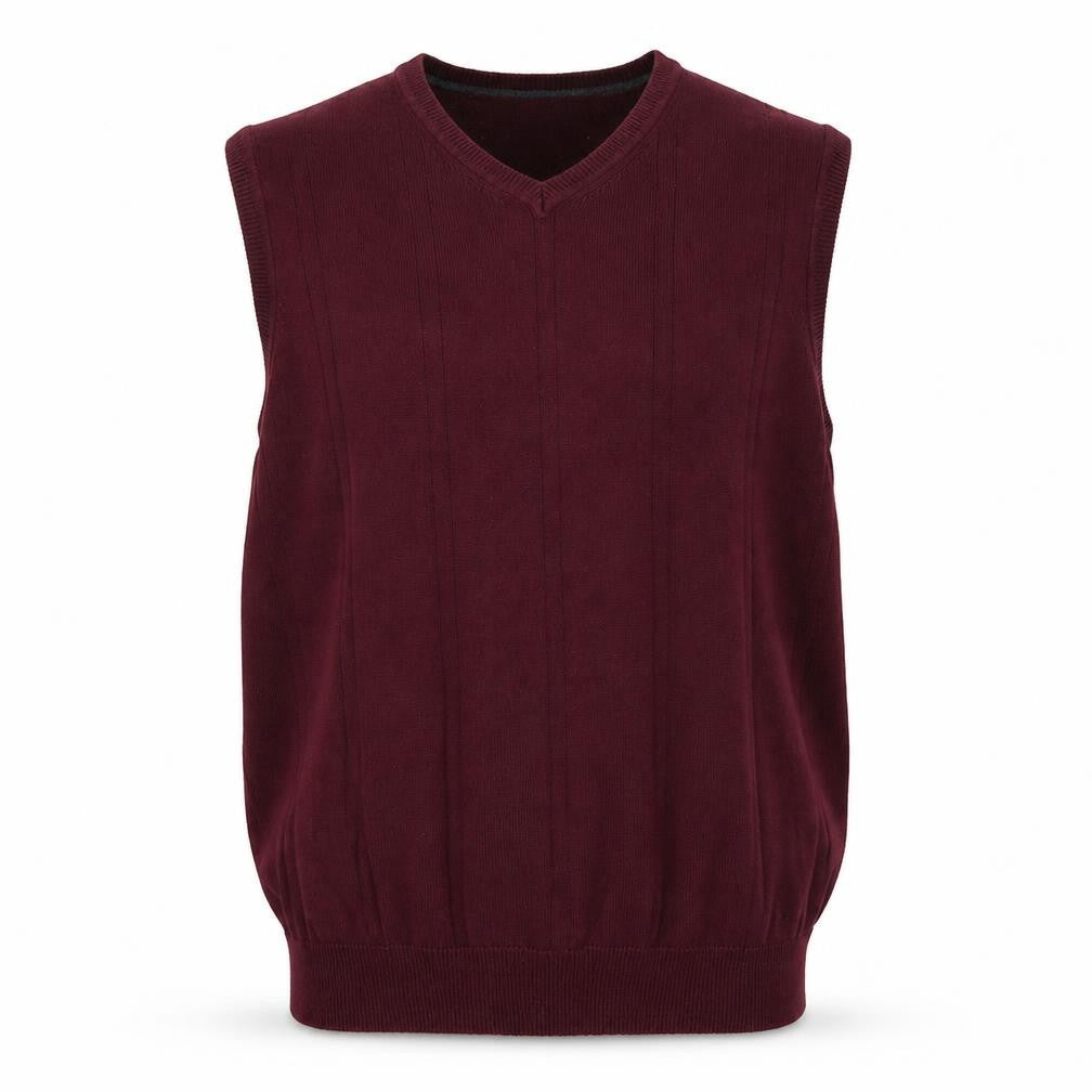 Van Heusen Men's Burgundy XL Cotton V-Neck Knitted Jumper Vest