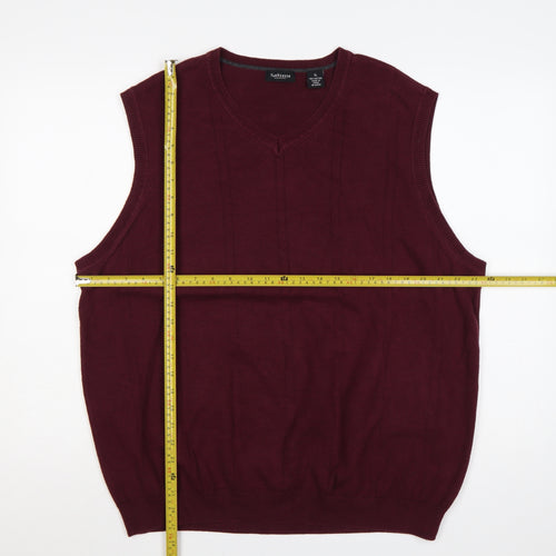 Van Heusen Men's Burgundy XL Cotton V-Neck Knitted Jumper Vest