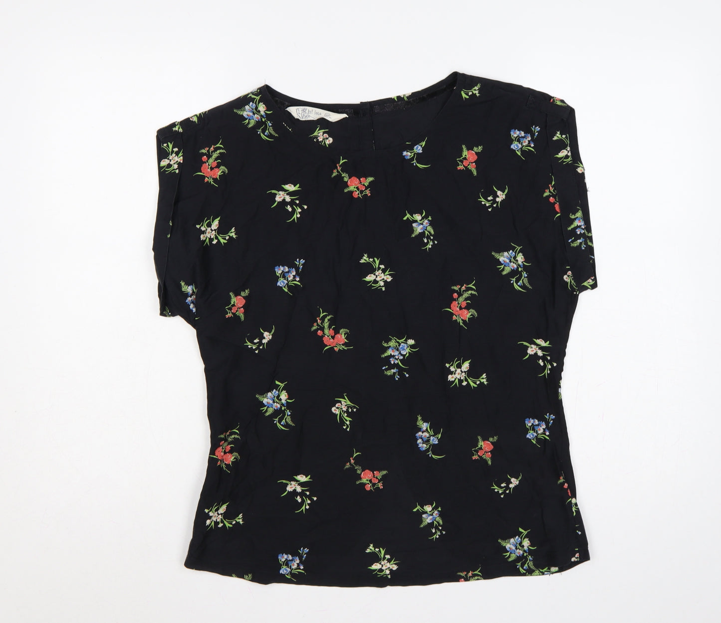 First Impressions Women Black Floral Viscose Silk Blouse UK 12