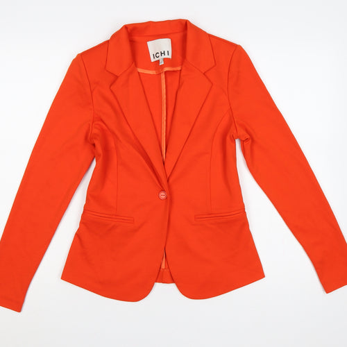 ICHI Women’s Orange S Single-Breasted Tailored Blazer Jacket
