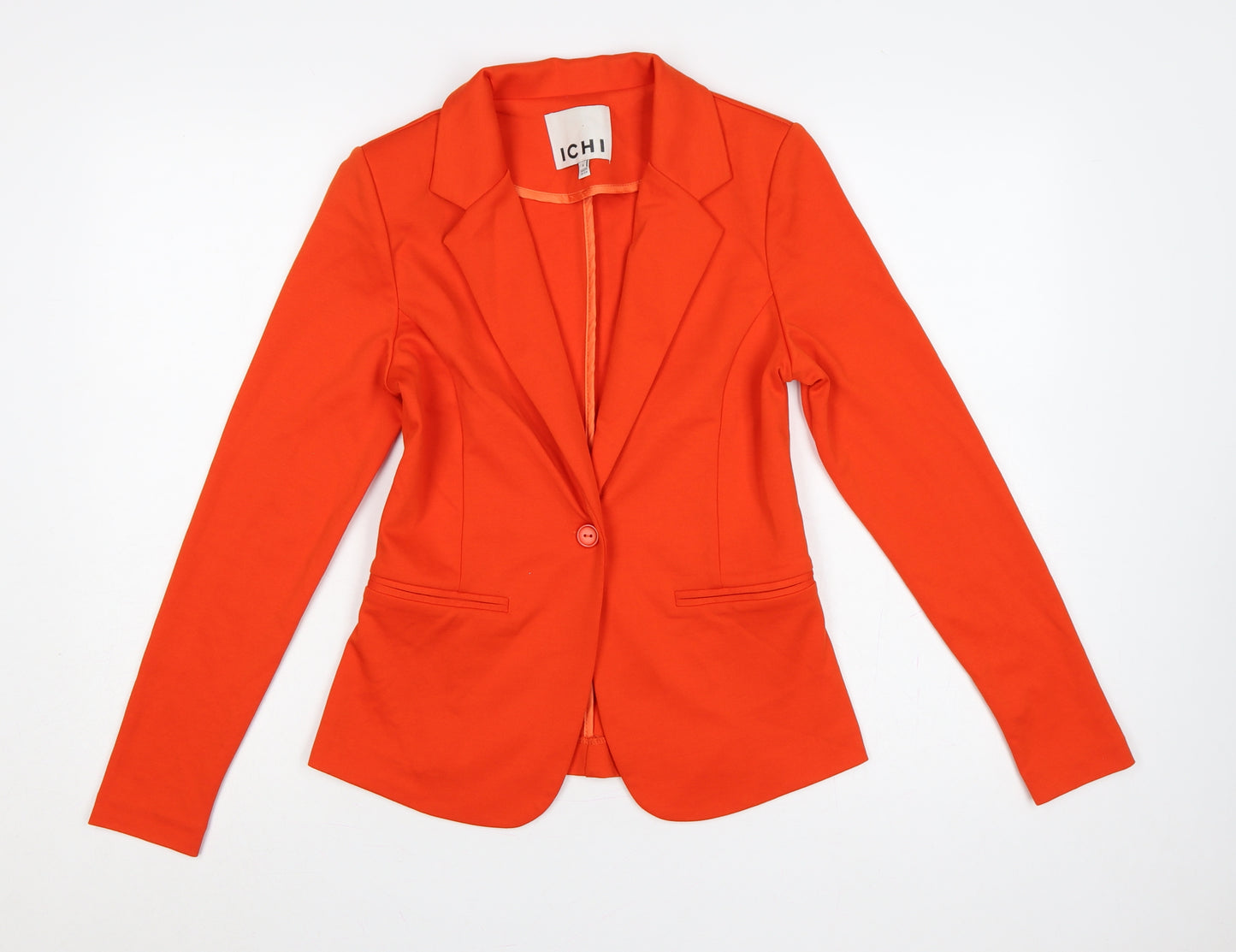 ICHI Women’s Orange S Single-Breasted Tailored Blazer Jacket