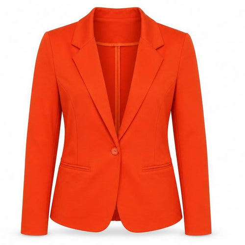 ICHI Women’s Orange S Single-Breasted Tailored Blazer Jacket