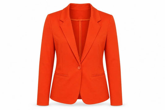 ICHI Women’s Orange S Single-Breasted Tailored Blazer Jacket