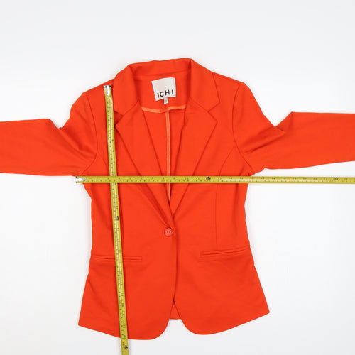 ICHI Women’s Orange S Single-Breasted Tailored Blazer Jacket