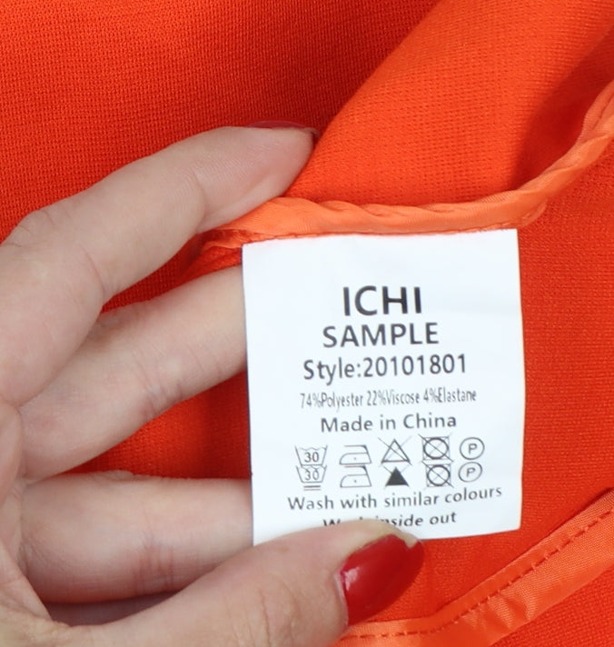 ICHI Women’s Orange S Single-Breasted Tailored Blazer Jacket