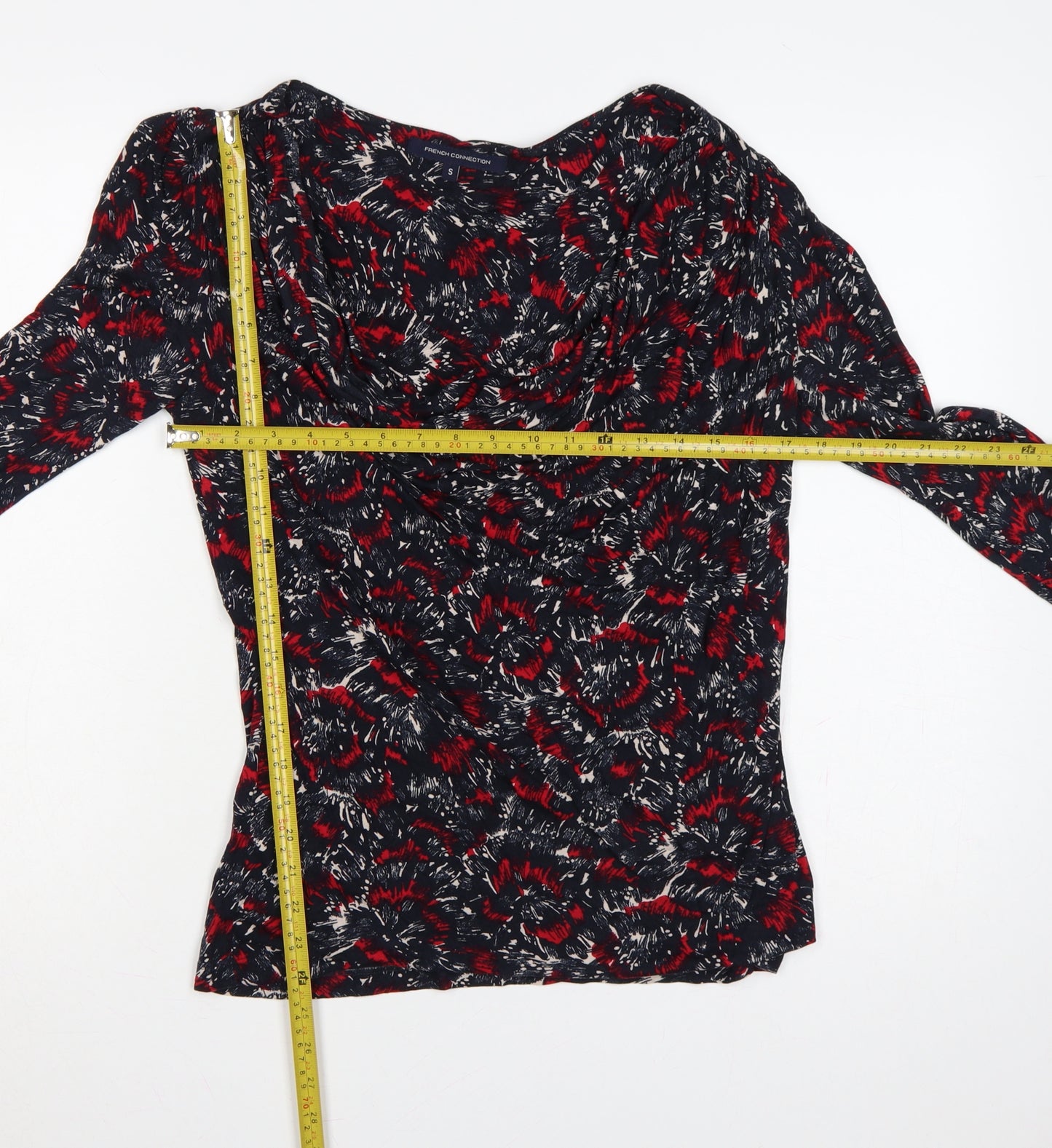 French Connection Women Multicoloured S Cowl Neck Long Sleeve Blouse