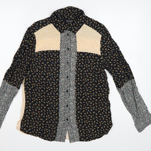 Topshop Women Multicoloured UK 10 Floral Patchwork Button-Up Blouse