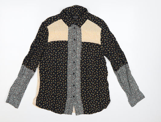 Topshop Women Multicoloured UK 10 Floral Patchwork Button-Up Blouse