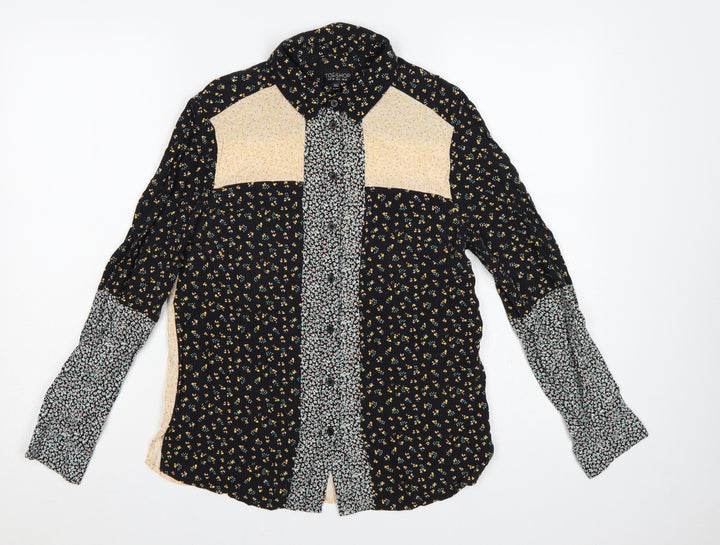 Topshop Women Multicoloured UK 10 Floral Patchwork Button-Up Blouse