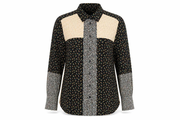 Topshop Women Multicoloured UK 10 Floral Patchwork Button-Up Blouse