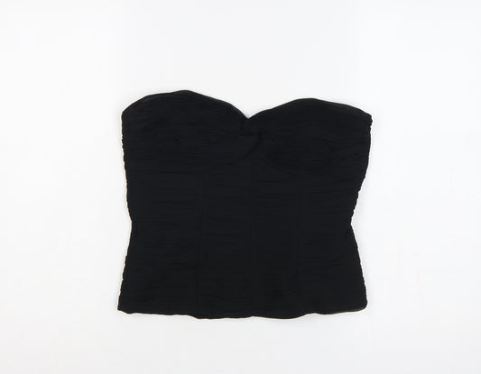 Marks & Spencer Autograph Women Black UK 12 Strapless Pleated Sweetheart Top