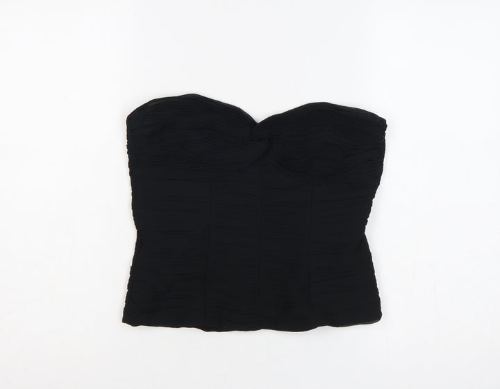 Marks & Spencer Autograph Women Black UK 12 Strapless Pleated Sweetheart Top