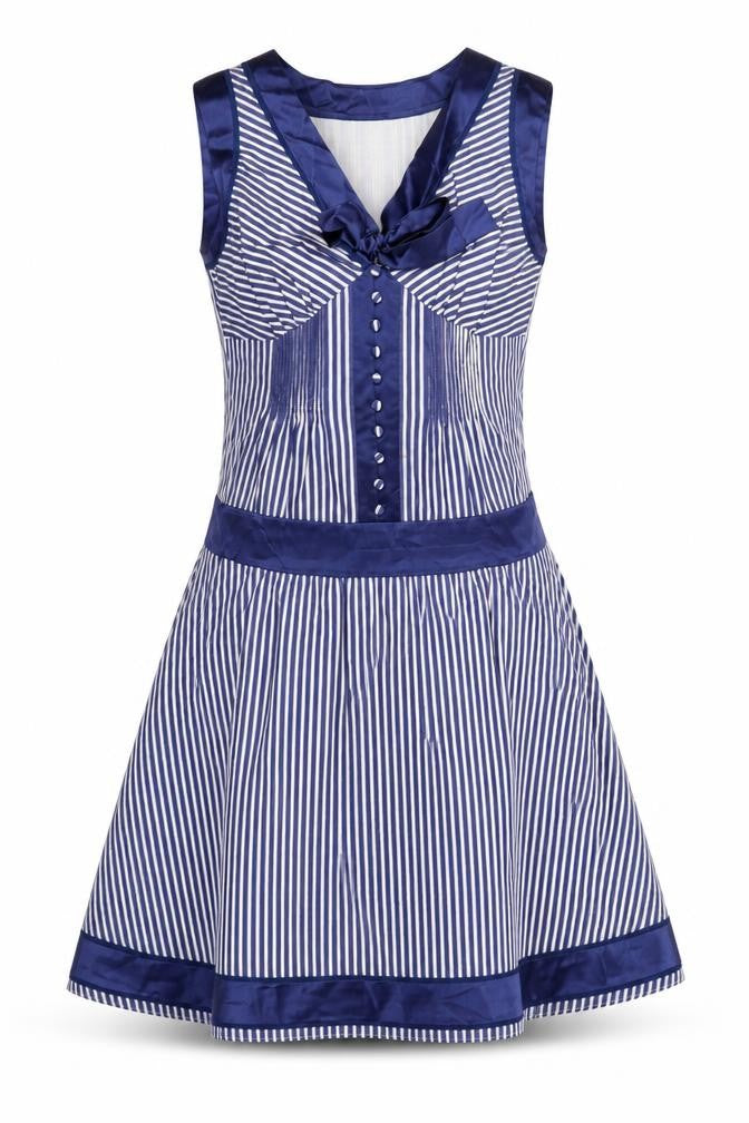 Ted Baker Women’s Blue Stripe Cotton A-Line Knee Length Dress UK 10
