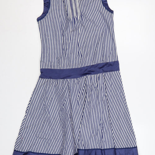 Ted Baker Women’s Blue Stripe Cotton A-Line Knee Length Dress UK 10