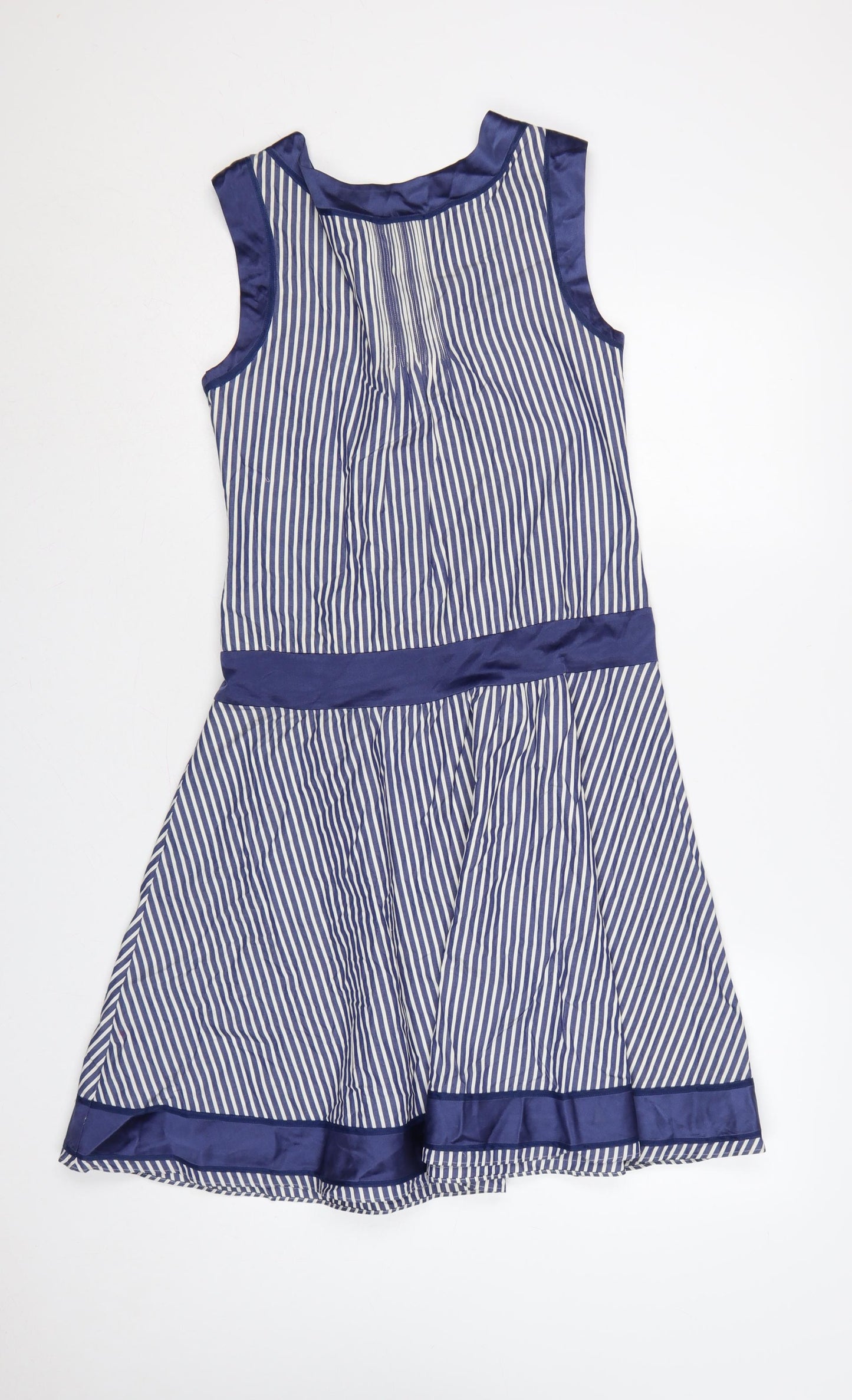 Ted Baker Women’s Blue Stripe Cotton A-Line Knee Length Dress UK 10