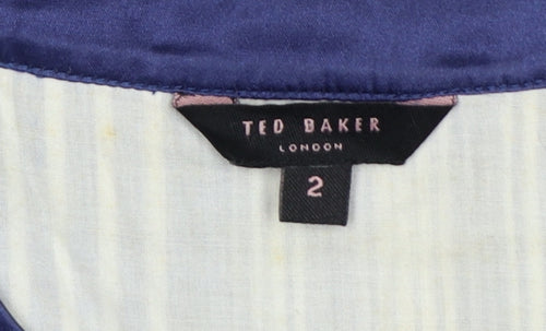 Ted Baker Women’s Blue Stripe Cotton A-Line Knee Length Dress UK 10