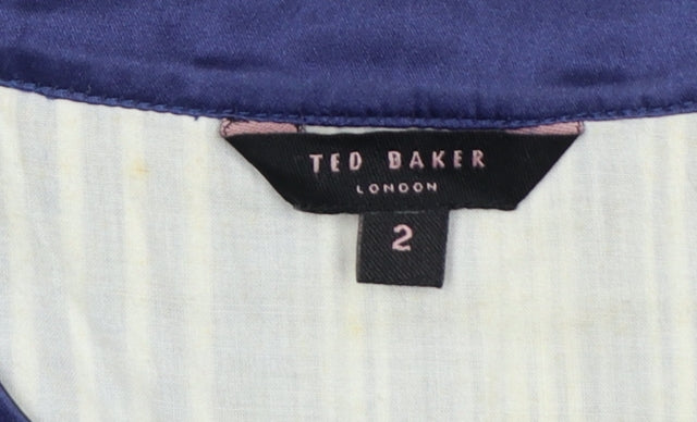 Ted Baker Women’s Blue Stripe Cotton A-Line Knee Length Dress UK 10