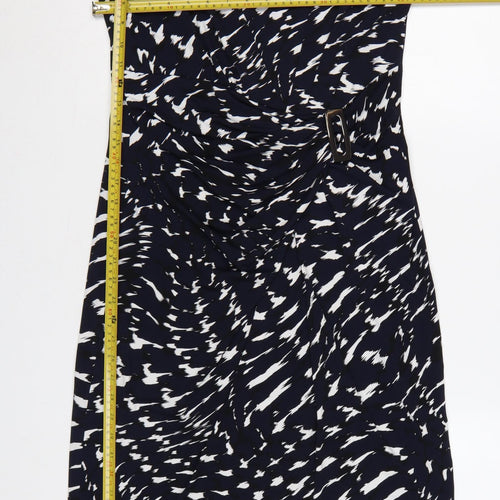 Planet Women Blue Geometric Ruched Buckle Sheath Dress UK 12